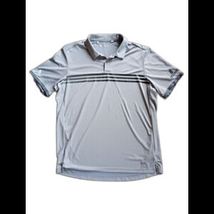 Adidas ClimaChill Gray Striped Performance Polo Shirt
